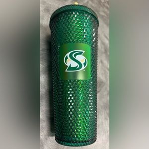 Sacramento State Starbucks cup tumbler college football new Green rhinestone